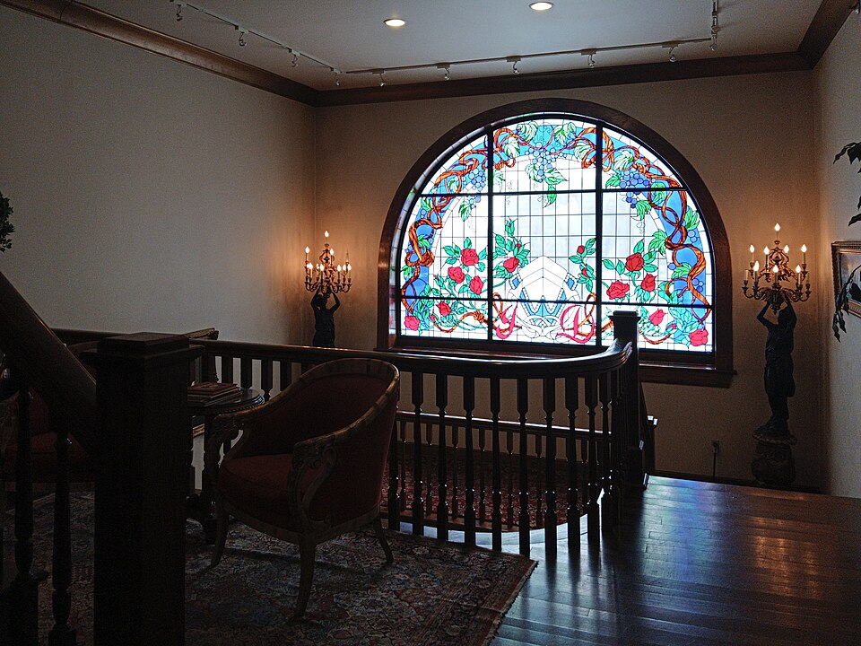 Stained-glass window on the landing